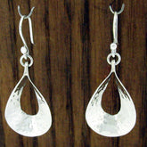 Beaten Teardrop Silver Earrings